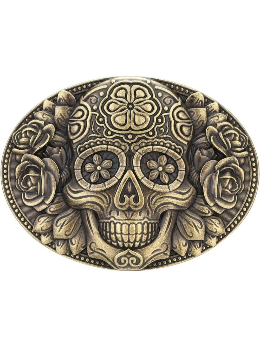 Men 3# Bronze Skull Cowboy Belt Buckle Cross Prayer Horse Vintage Western